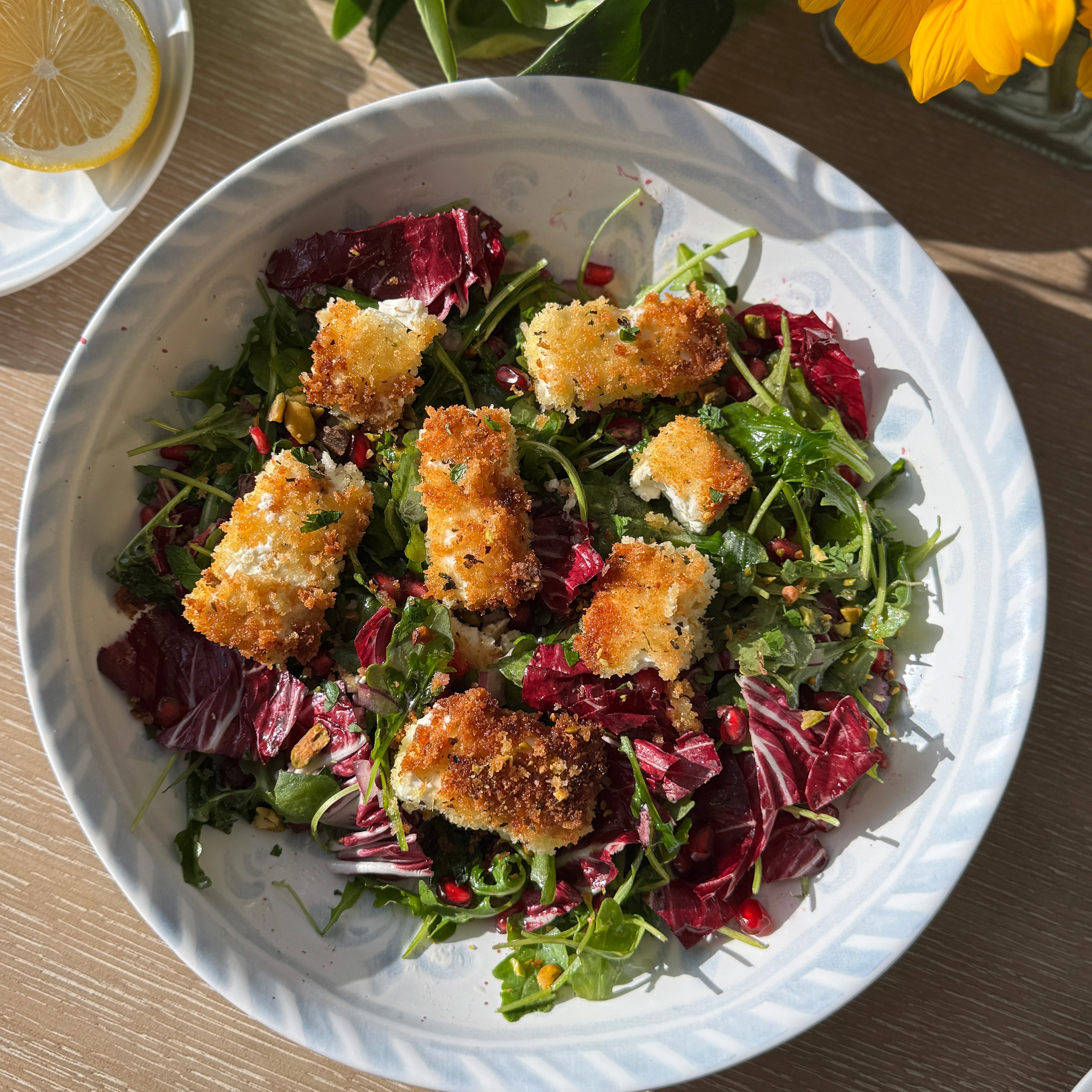 Arugula, Radicchio, Pomegranate & Crispy Feta: A Tasty New Year's Resolution