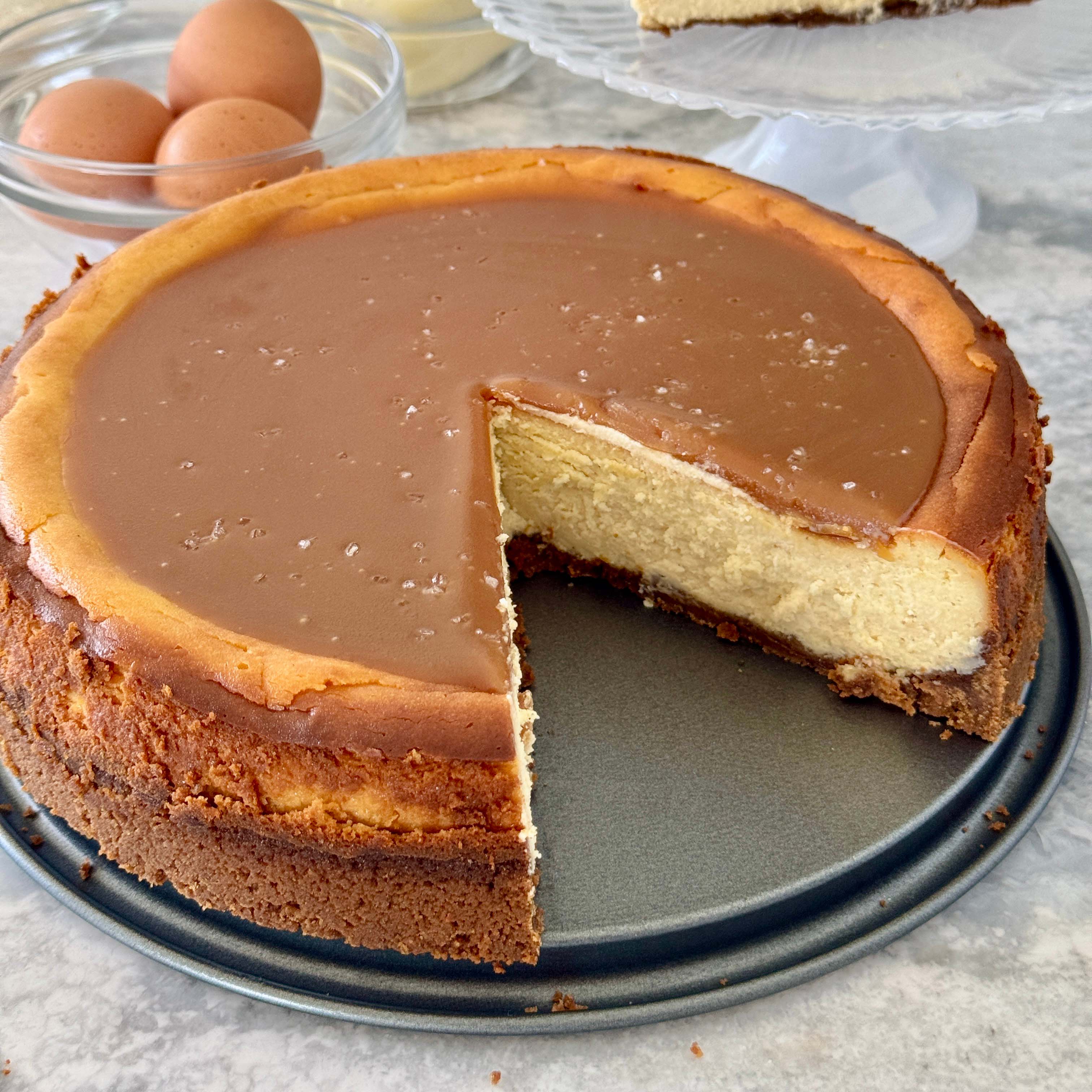 Salted Caramel Cheesecake with a Biscoff Cookie Crust